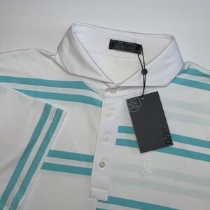 NEW G/FORE Offset Stripe Tech Pique Golf Polo Men's XL Modern Spread Collar